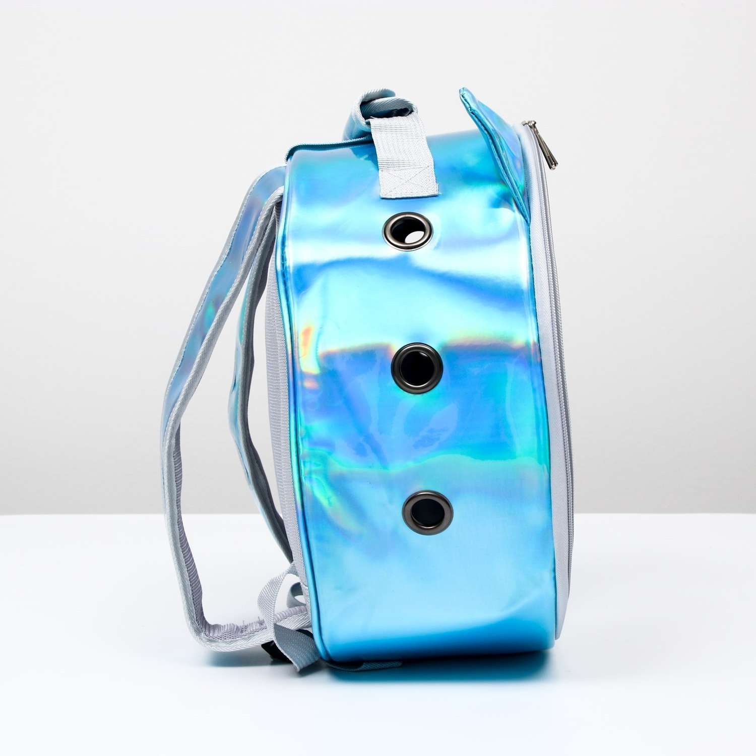 Рюкзак для переноски животных Пижон круглый прозрачный 26 см голубой - фото 2