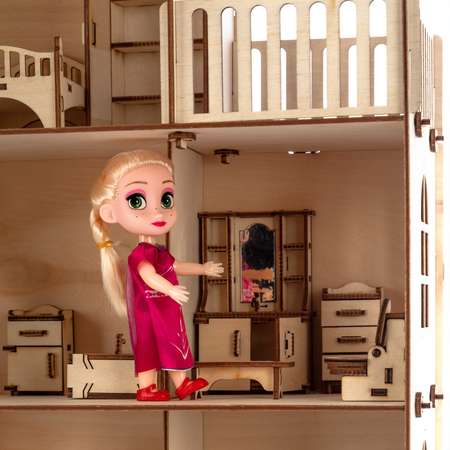 Конструктор Polly Кукольный домик Дом с мебелью кухня ванная спальня для кукол до 12см
