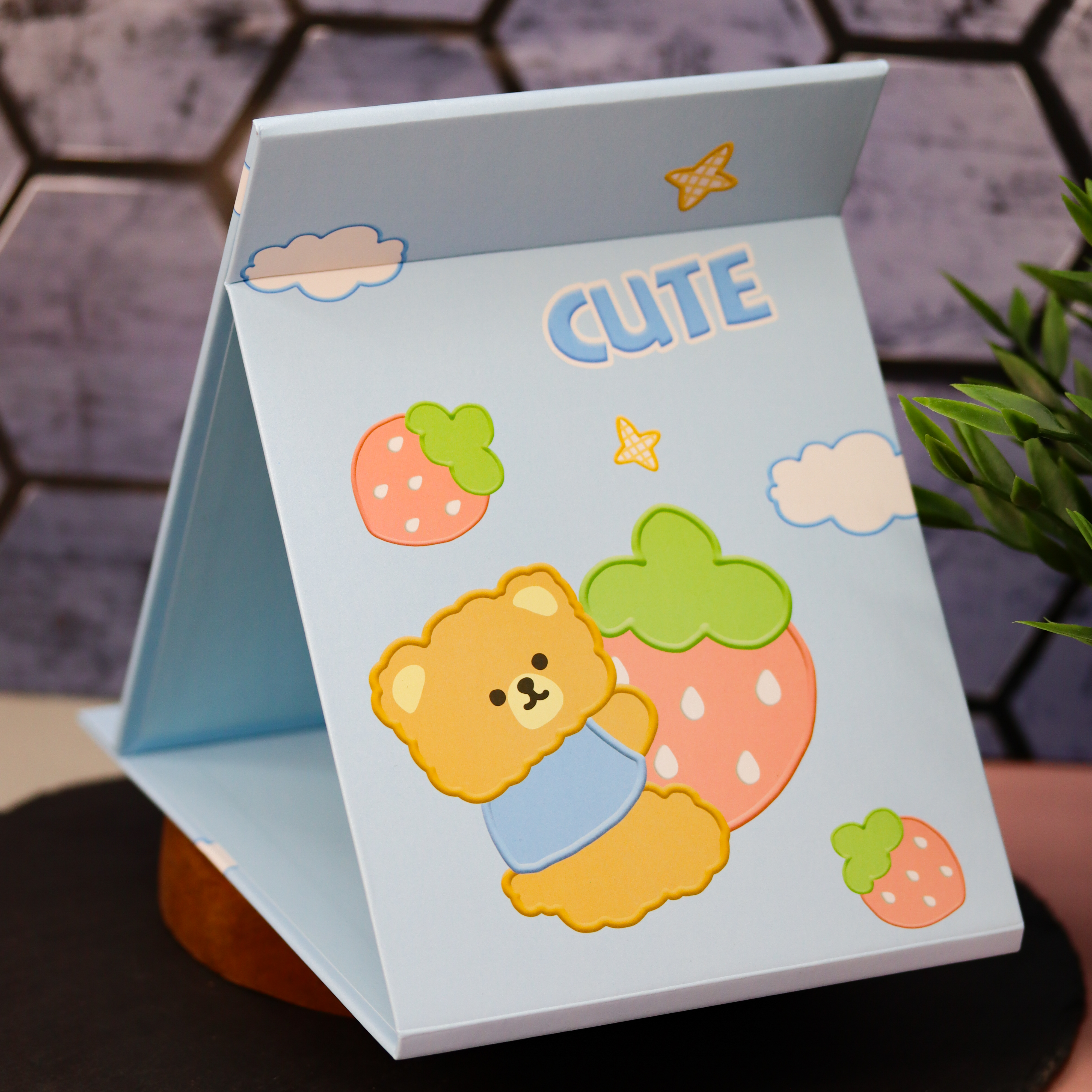 Зеркало настольное для макияжа iLikeGift Cute bear blue - фото 2