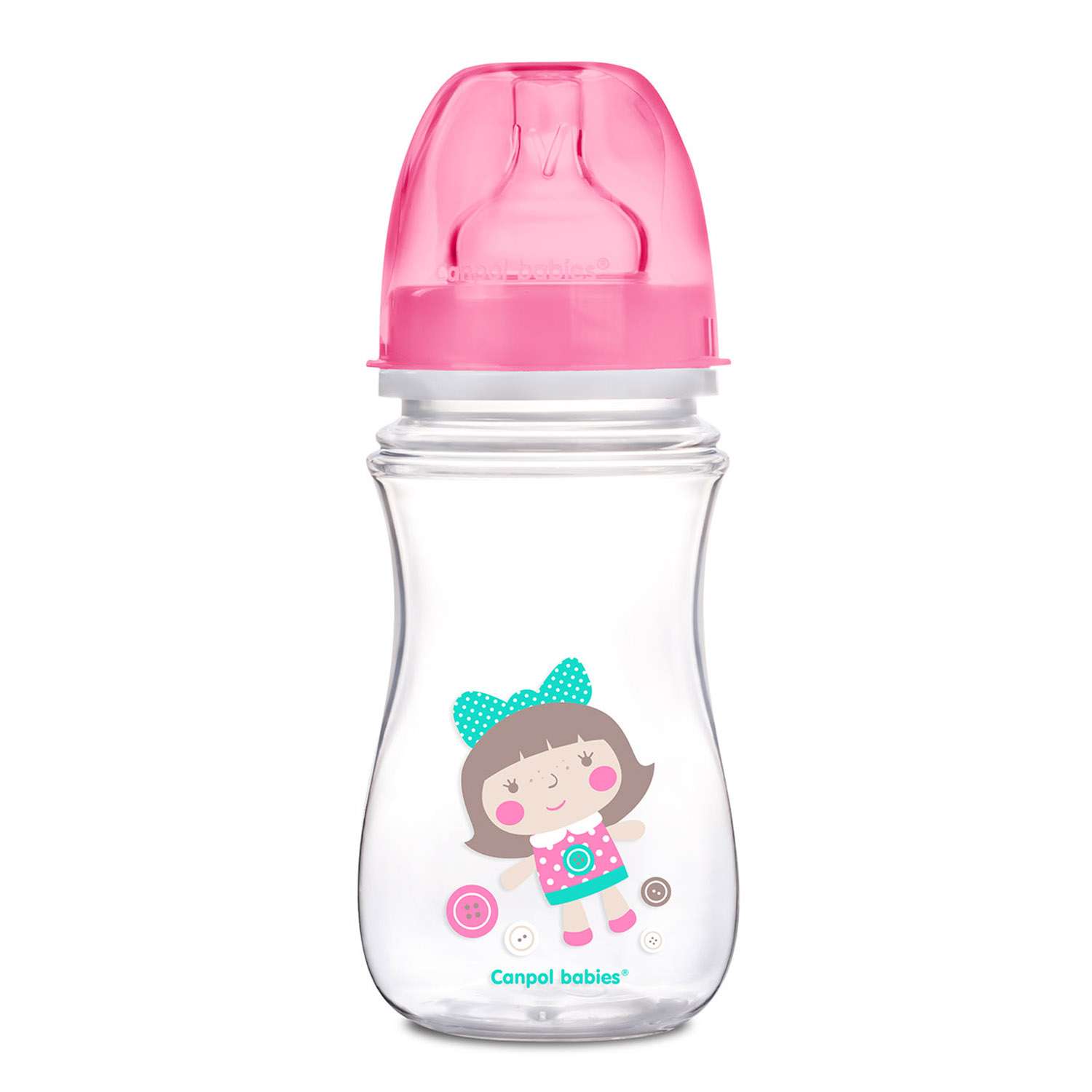Бутылочка Canpol Babies Easy Start Toys антиколиковая с широким горлышком 240мл Розовая - фото 1