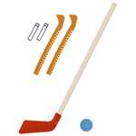 Набор для хоккея Задира Клюшка хоккейная детская красная 80 см + шайба + Чехлы для коньков желтые