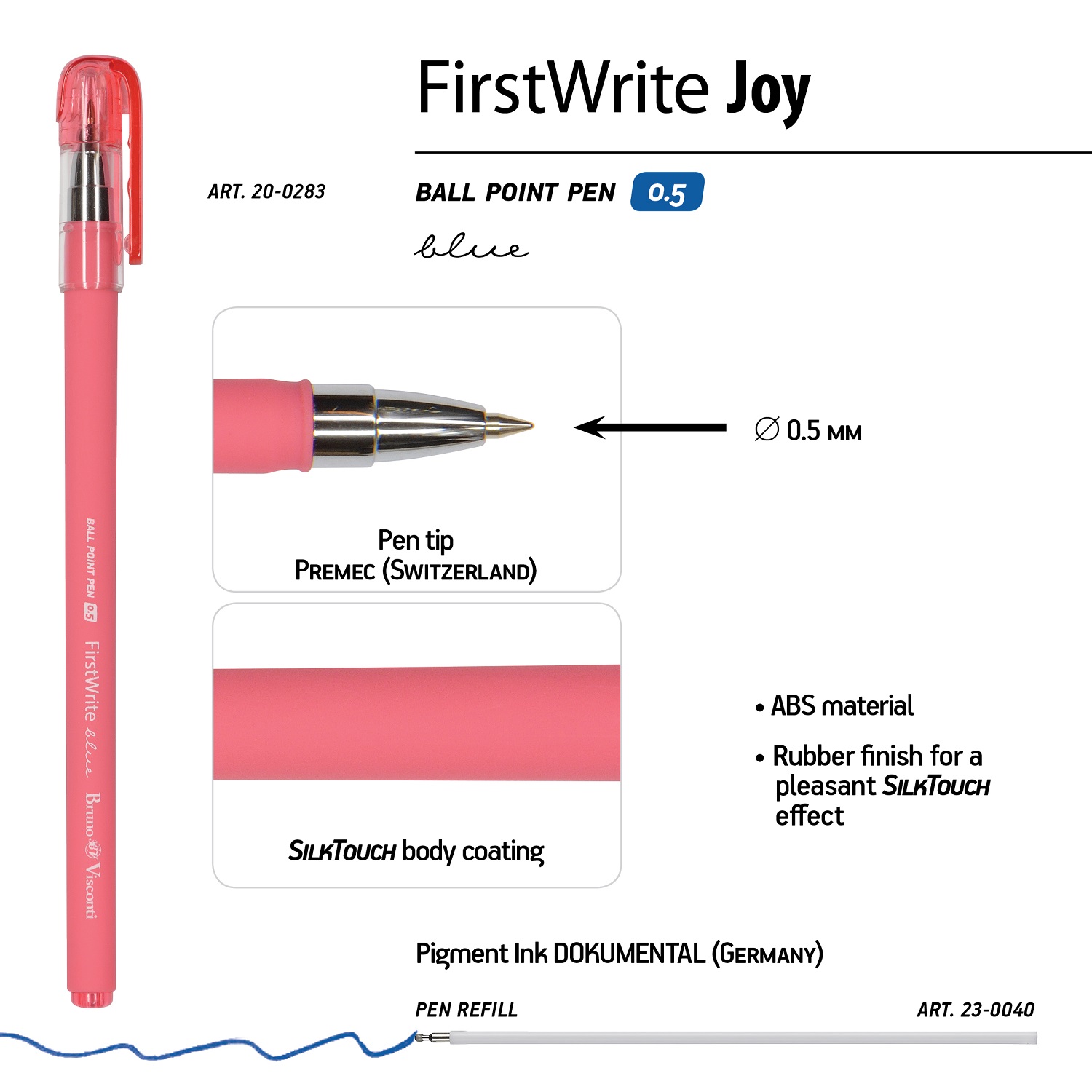 Набор из 5-ти шариковых ручек Bruno Visconti FirstWrite Joy синие - фото 5