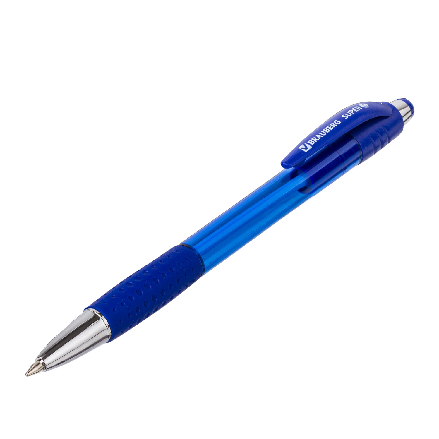 Ручки шариковые Brauberg автоматические синие набор 4 штуки тонкие для школы с грипом - фото 7