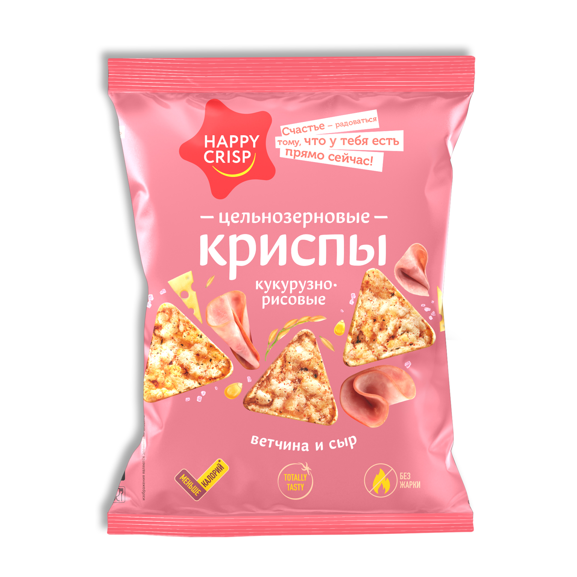 Чипсы Happy Crisp криспы цельнозерновые Ветчина и сыр 4 шт по 50 г - фото 4