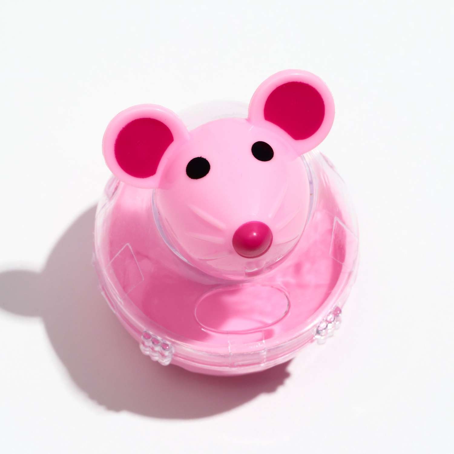 Игрушка-неваляшка Пижон Мышка с отсеком лакомства до 1 см 4.7х6.5 см розовая - фото 3