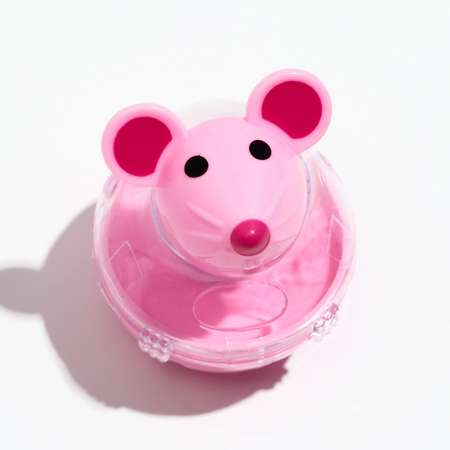 Игрушка-неваляшка Пижон Мышка с отсеком лакомства до 1 см 4.7х6.5 см розовая