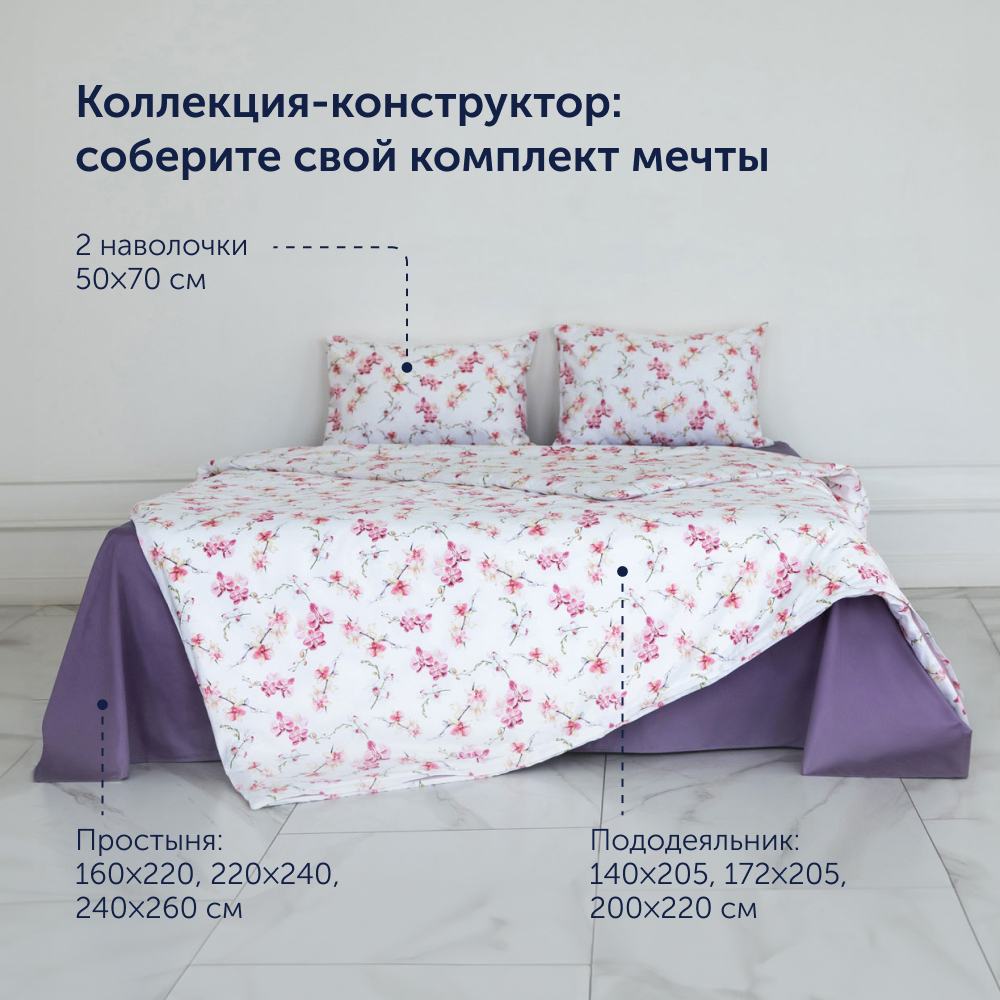 Комплект пододеяльник+2 наволочки buyson BuyFlora Flowers 140x205/50x70см - фото 12