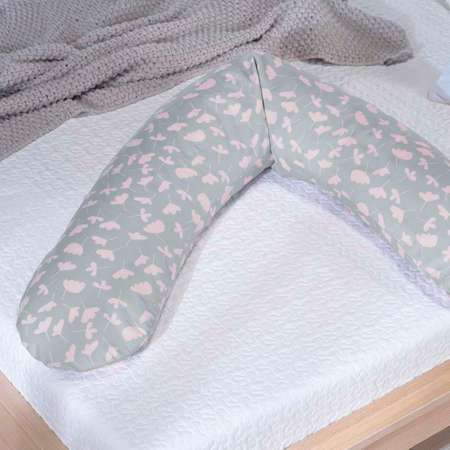 Подушка для беременных Theraline 190 см Нежные цветы серая
