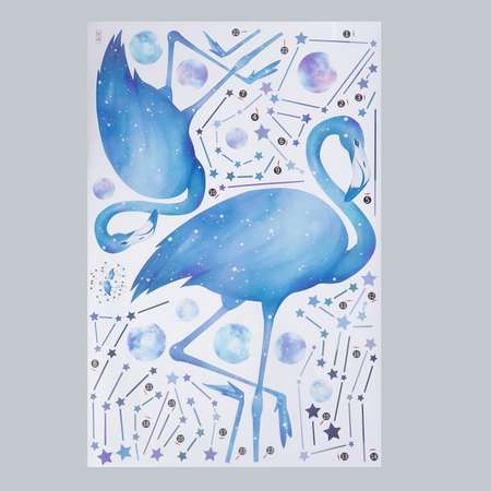 Наклейка Zabiaka пластик интерьерная цветная «Звёздные фламинго»