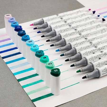 Набор SKETCH ART Bruno Visconti из двусторонних скетч маркеров 36 цв и карандаши цветные утолщенные лесной пейзаж 6 цв
