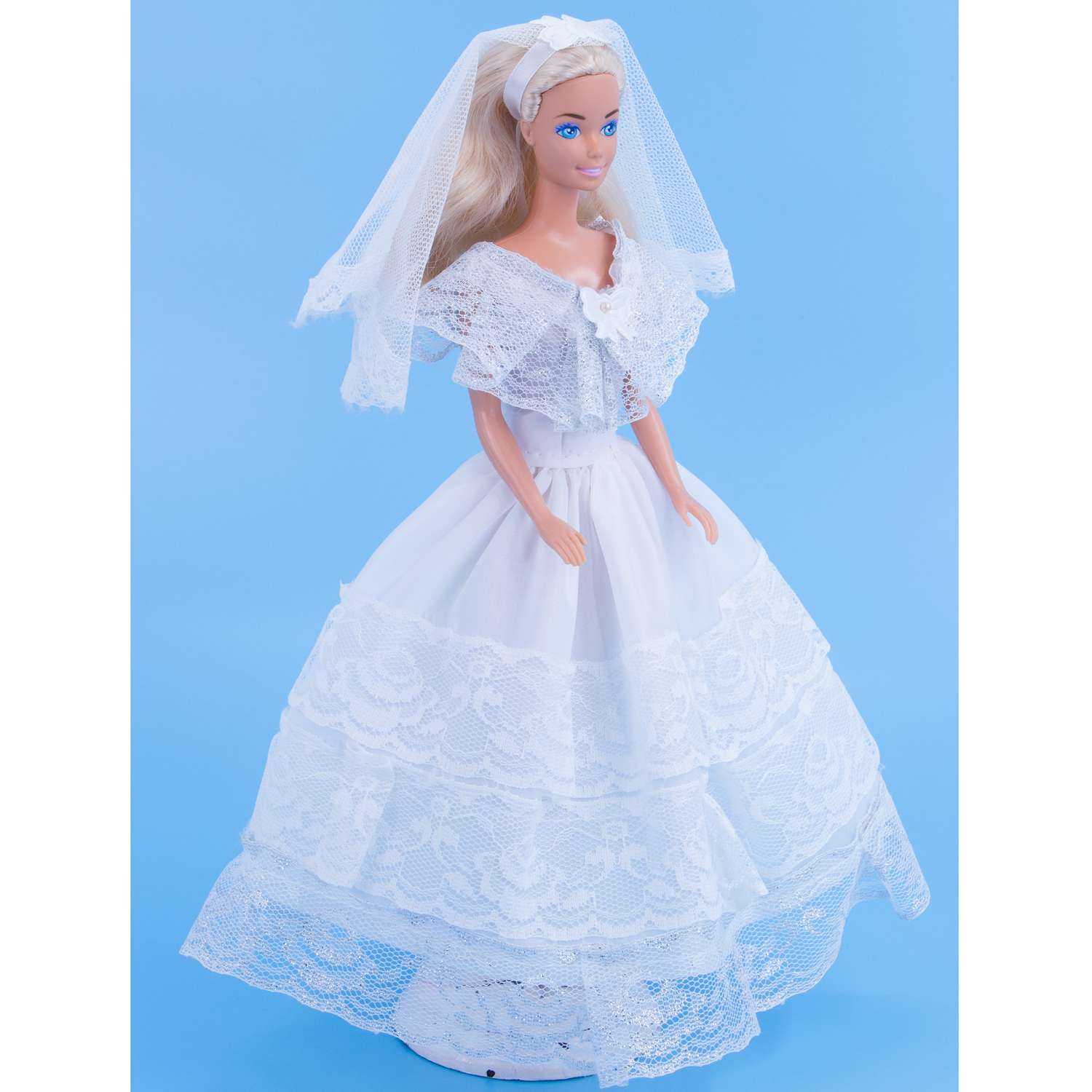 Свадебное платье с фатой для куклы 29 см