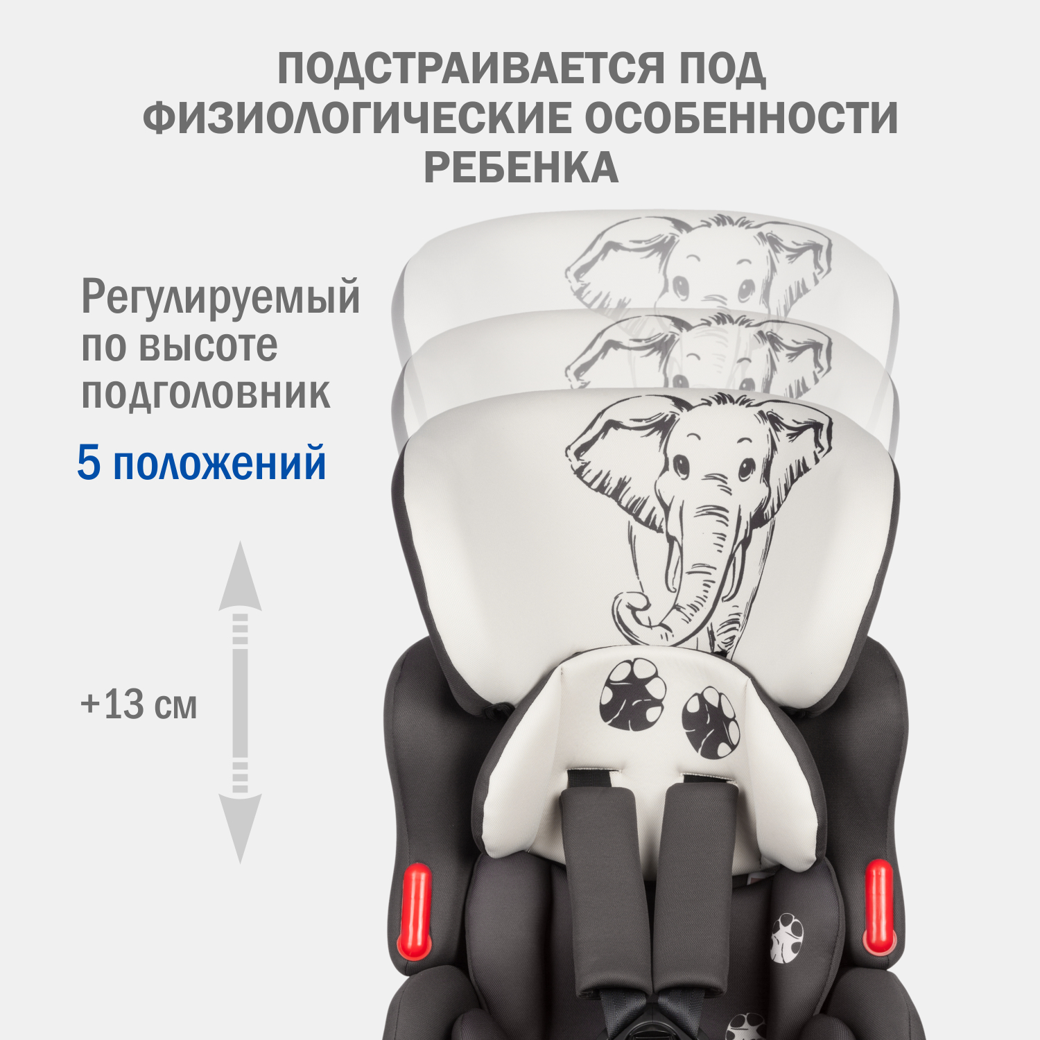 Автомобильное кресло SIGER УУД Siger Космо Lux гр.I/II/III слон серый бежевый - фото 4