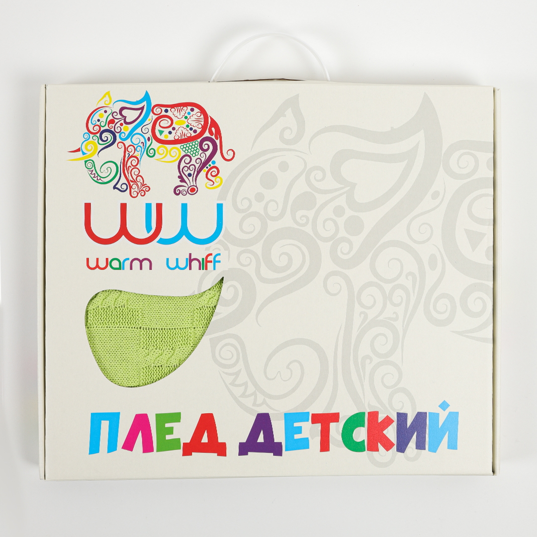 Плед-покрывало детский вязаный WARM WHIFF D-12 киви конверт на выписку одеяло в коляску в кроватку на лето 90x110 - фото 5