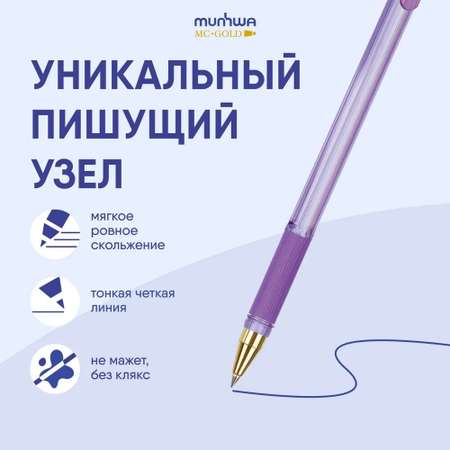 Ручка шариковая Munhwa MC Gold LE синяя 0,5мм грип 12 шт