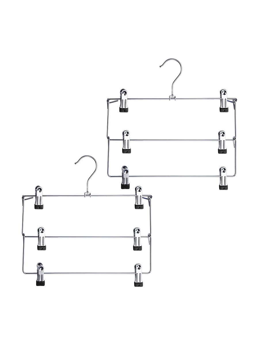 Набор вешалок VALIANT 2 шт. с зажимами для брюк и юбок 3-х уровневые секционные 35*32*2.5 - фото 1
