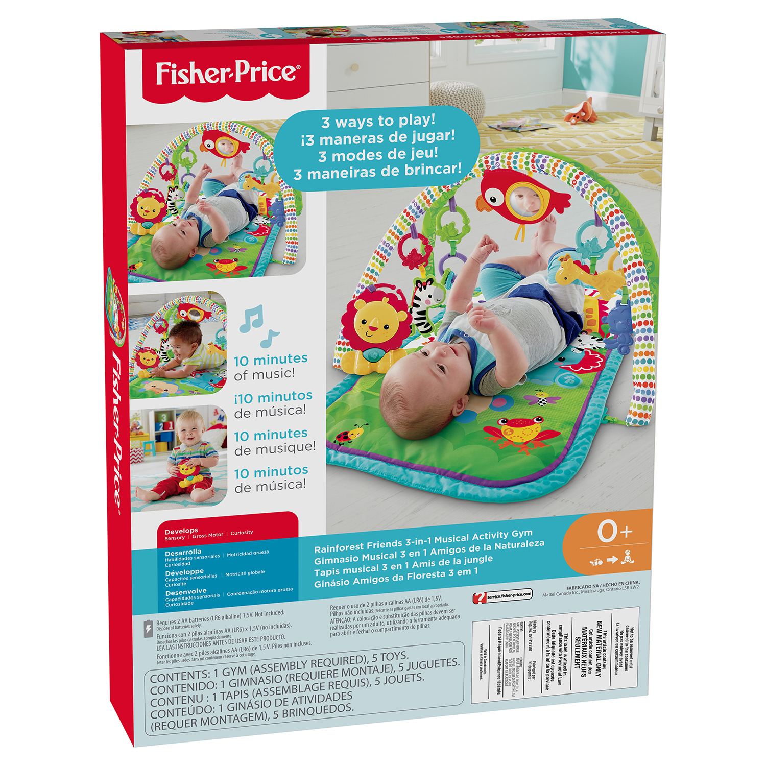 Игровой коврик 3 в 1 Fisher Price Друзья из тропического леса - фото 3