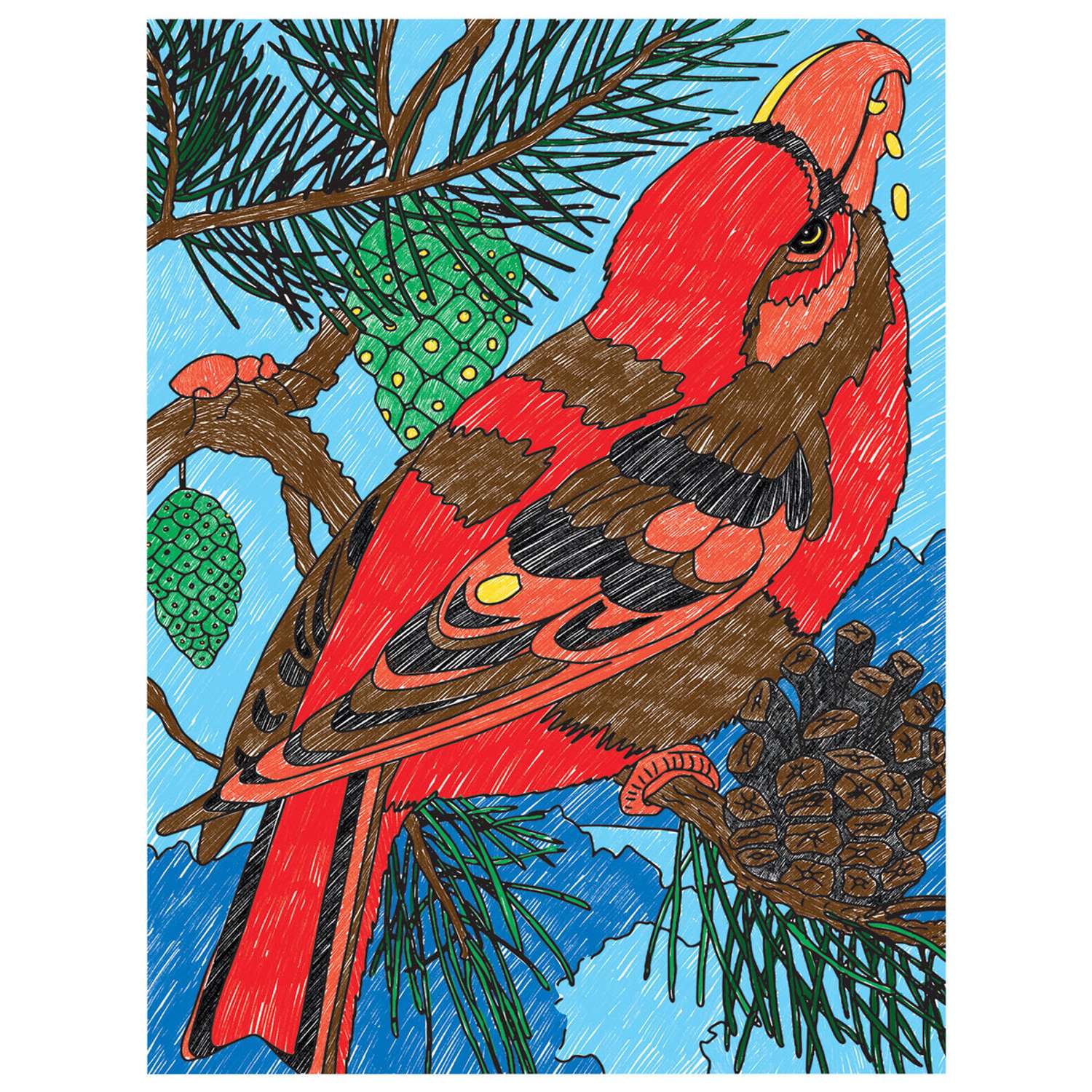 Раскраска по номерам Юнландия Птичка А4 с цветными карандашами на картоне - фото 2