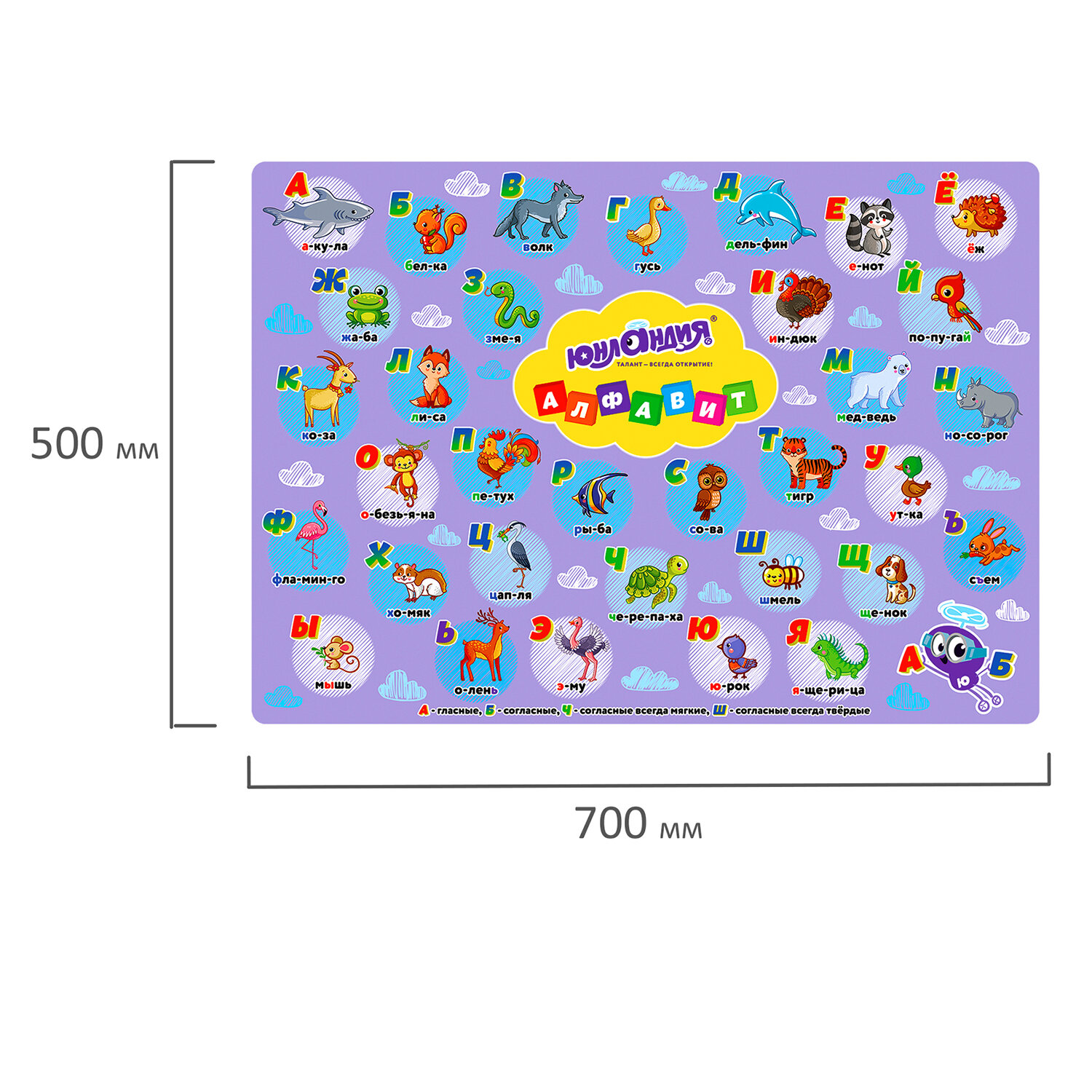 Клеёнка Юнландия настольная для занятий творчеством и уроков труда детская Алфавит - фото 12