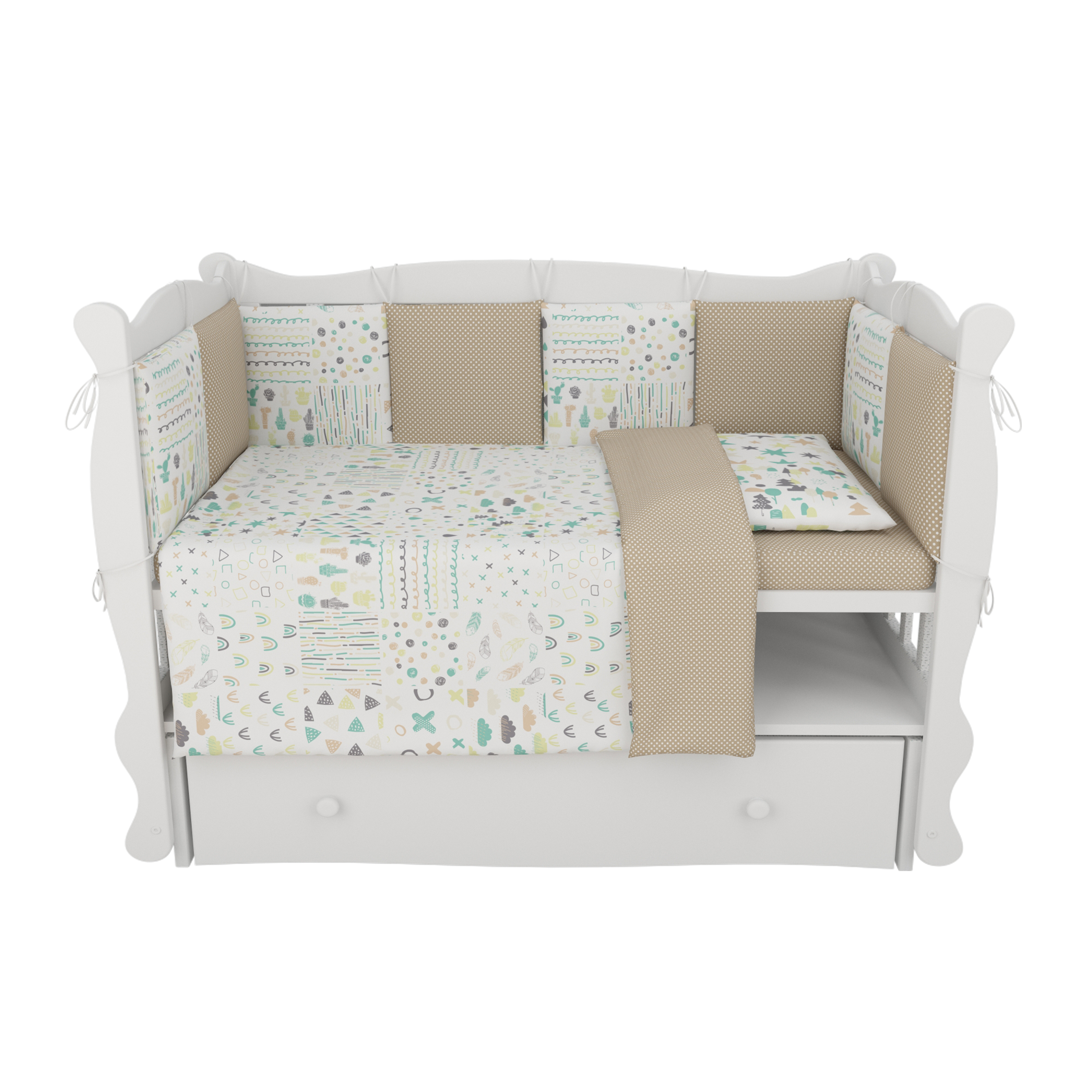 Комплект постельного белья Amarobaby Абстракция 4предмета Белый-Коричневый - фото 1