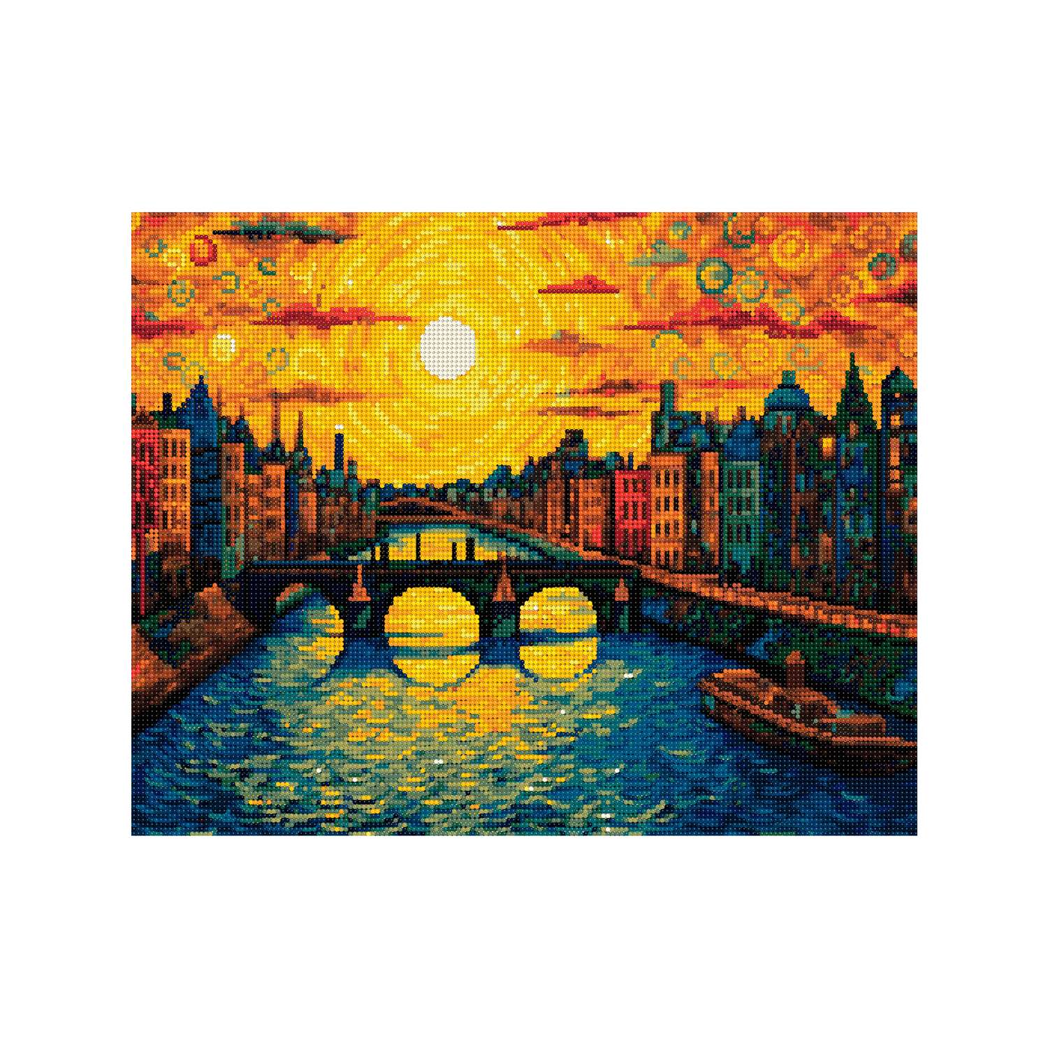 Алмазная мозаика Art on Canvas холст на подрамнике 40х50 см Мост на закате - фото 2