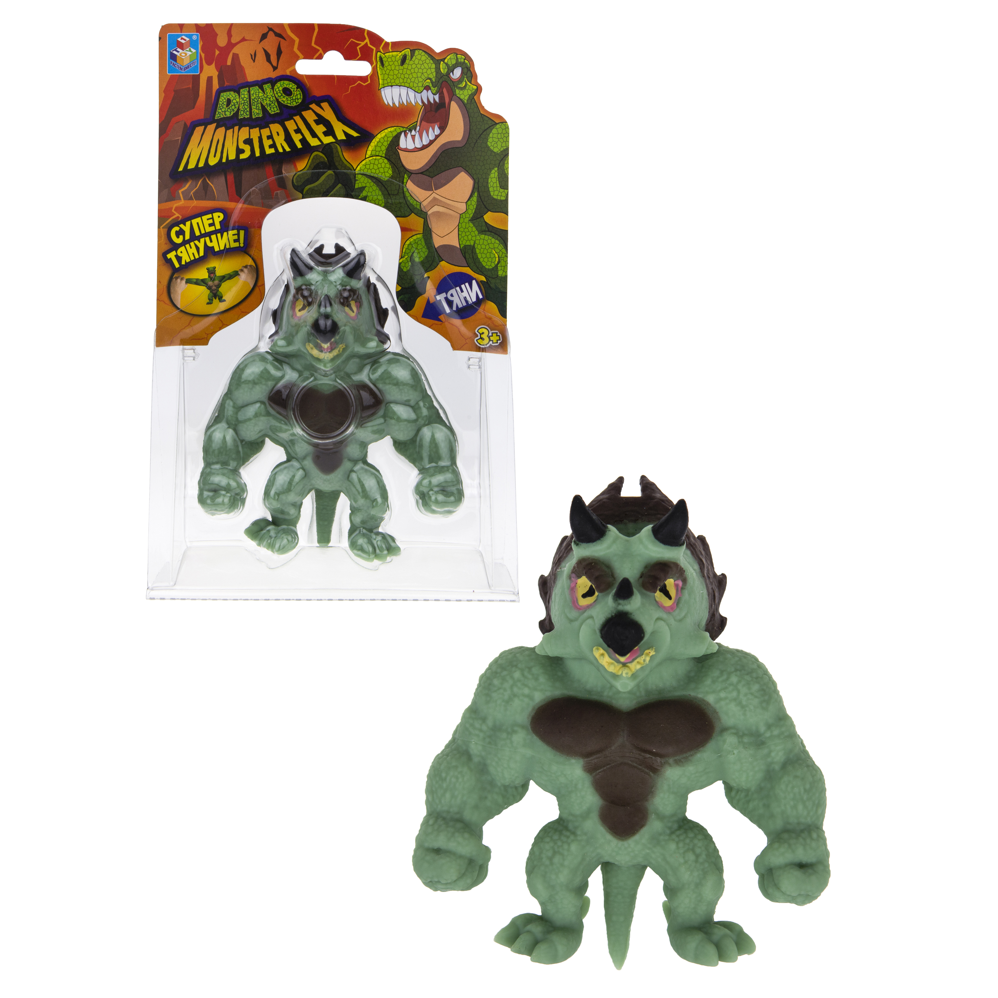 Игрушка-тягун 1Toy Monster Flex Dino Трицерокс Т22691-14 - фото 2