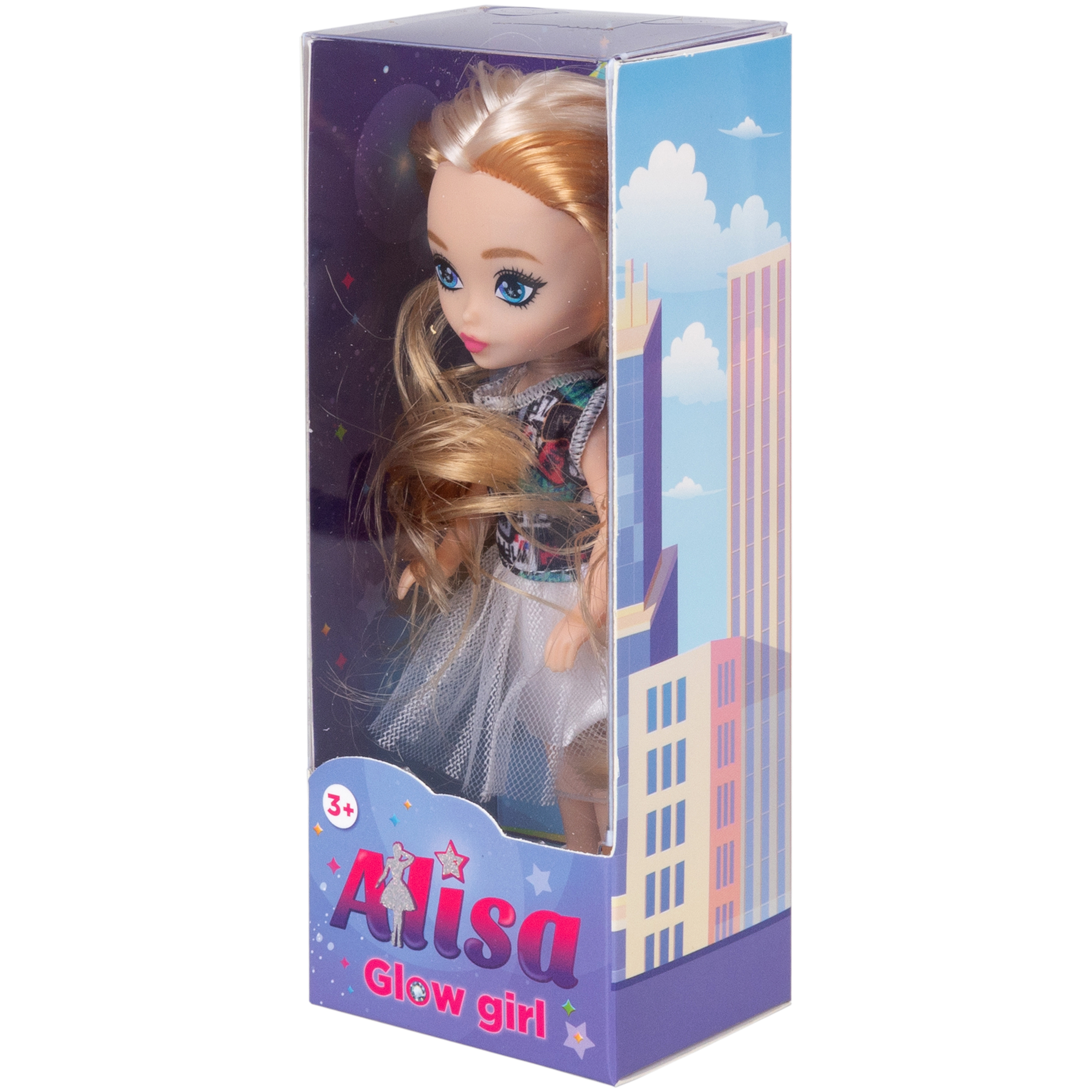 Кукла для девочки Alisa glow girl 1TOY мини c разноцветными волосами гнущиеся колени в белой юбке 15 см Т25195-2 - фото 3