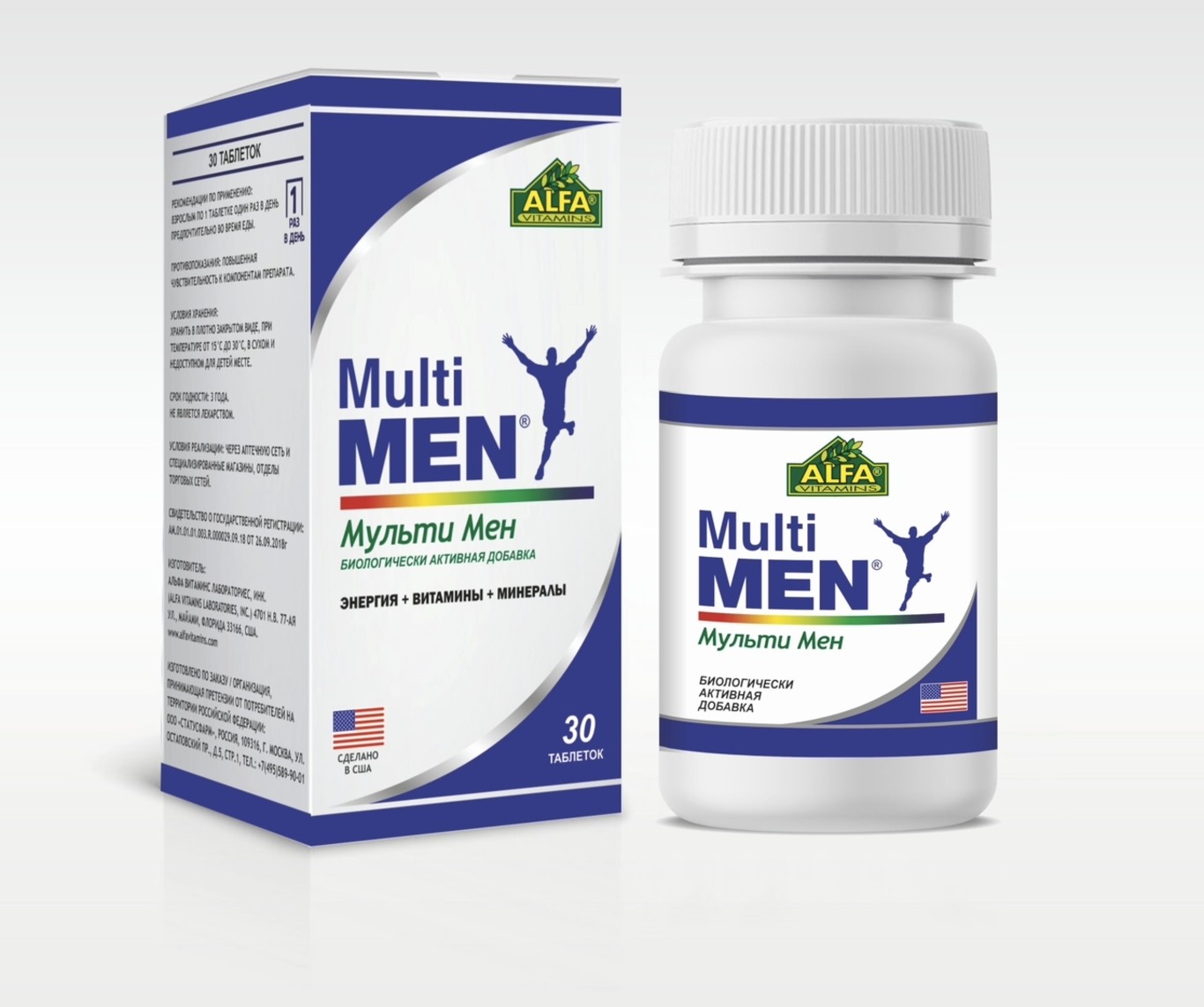 БАД Alfa Vitamins Мультивитамины для Мужчин Мульти Мен 30 таблеток США - фото 1