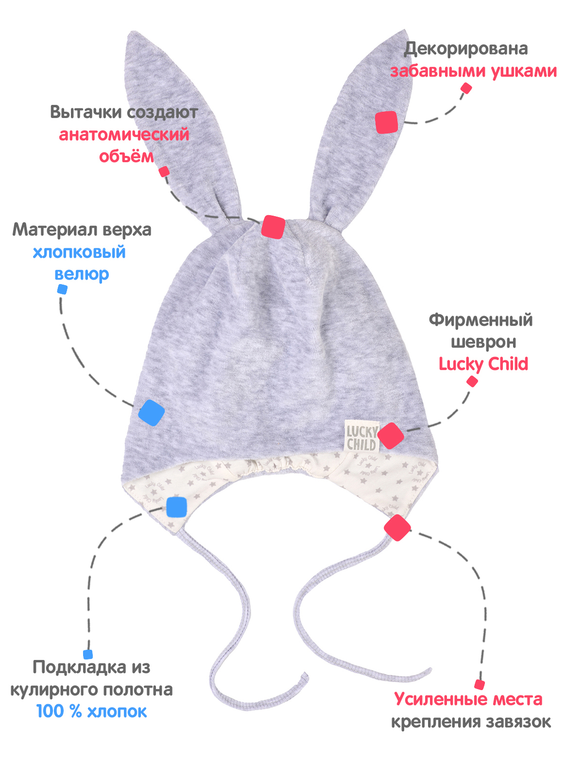 Шапка Lucky Child 5-96/серый/0-2/ - фото 2