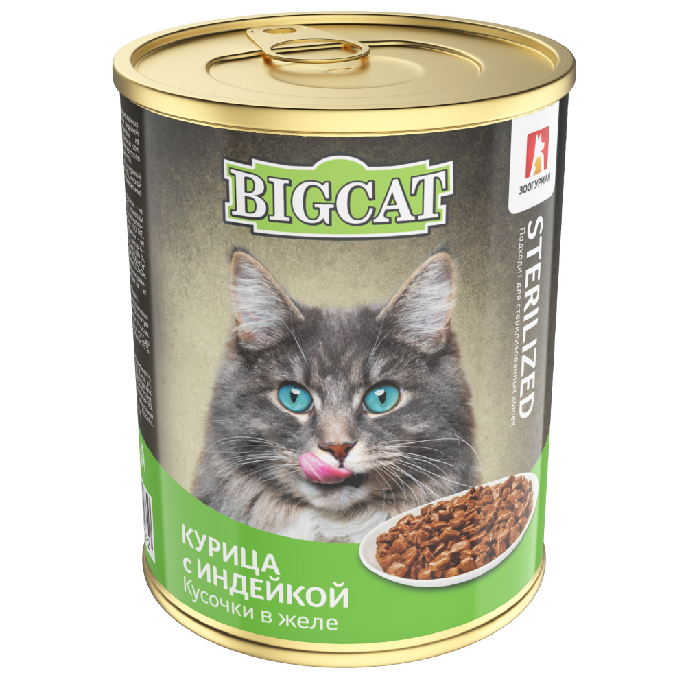 Корм влажный Зоогурман BIG CAT Sterilized с курицей и индейкой 350гр х 12 шт - фото 3