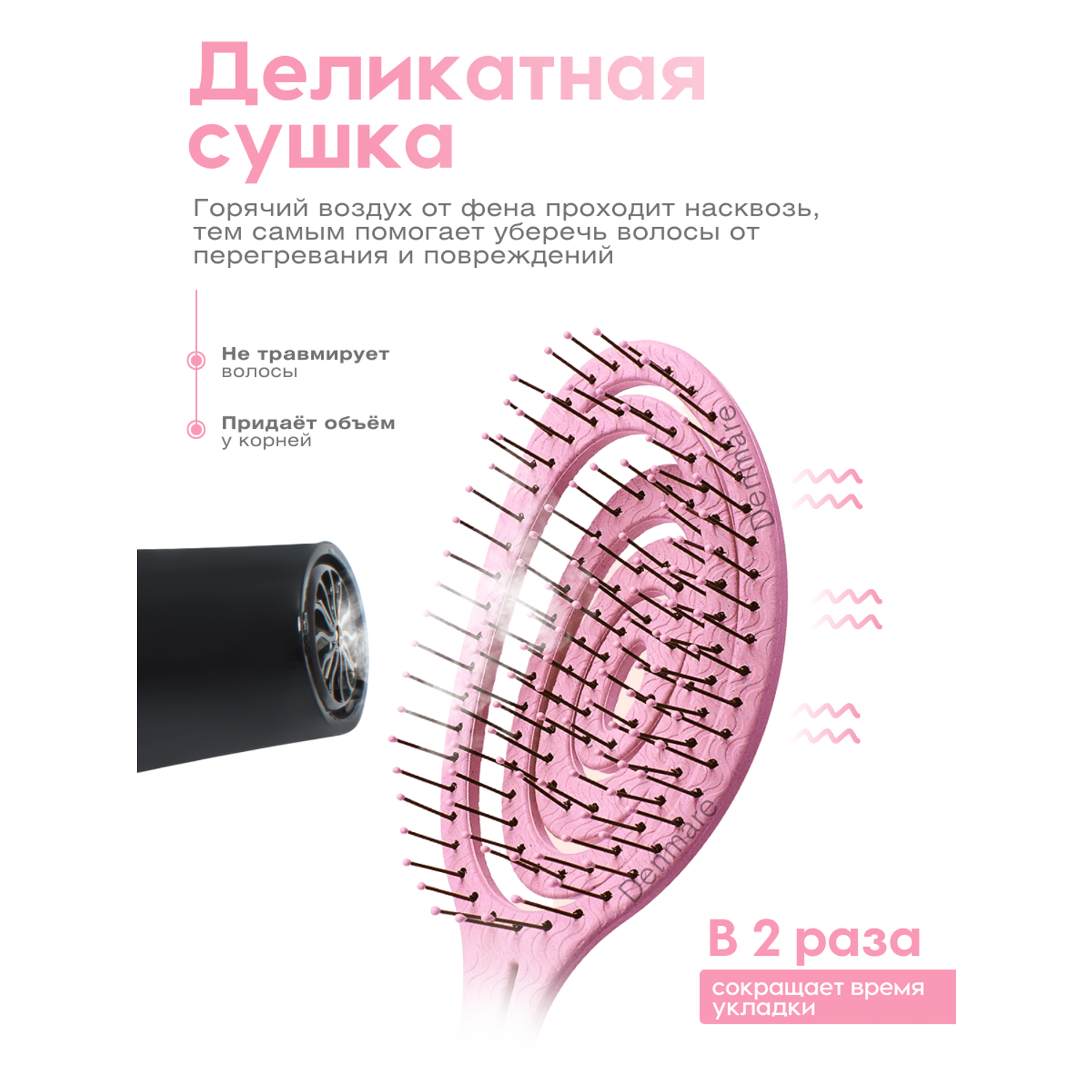 Расческа для волос DENMARE розовый - фото 5