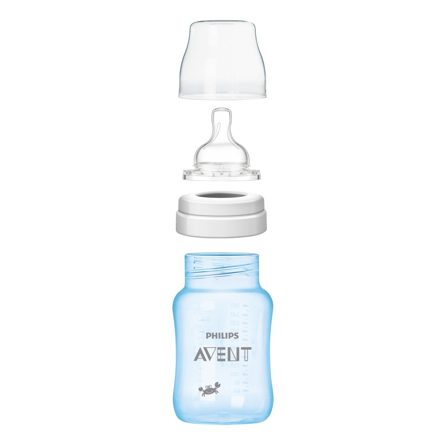 Бутылочка Philips Avent Classic+ SCF573/14 Краб 260 мл с 1 мес+ Голубая (SCF573/14) - фото 4