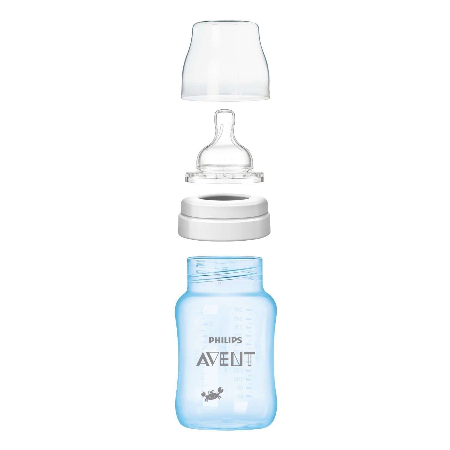 Бутылочка Philips Avent Classic+ SCF573/14 Краб 260 мл с 1 мес+ Голубая (SCF573/14) - фото 4