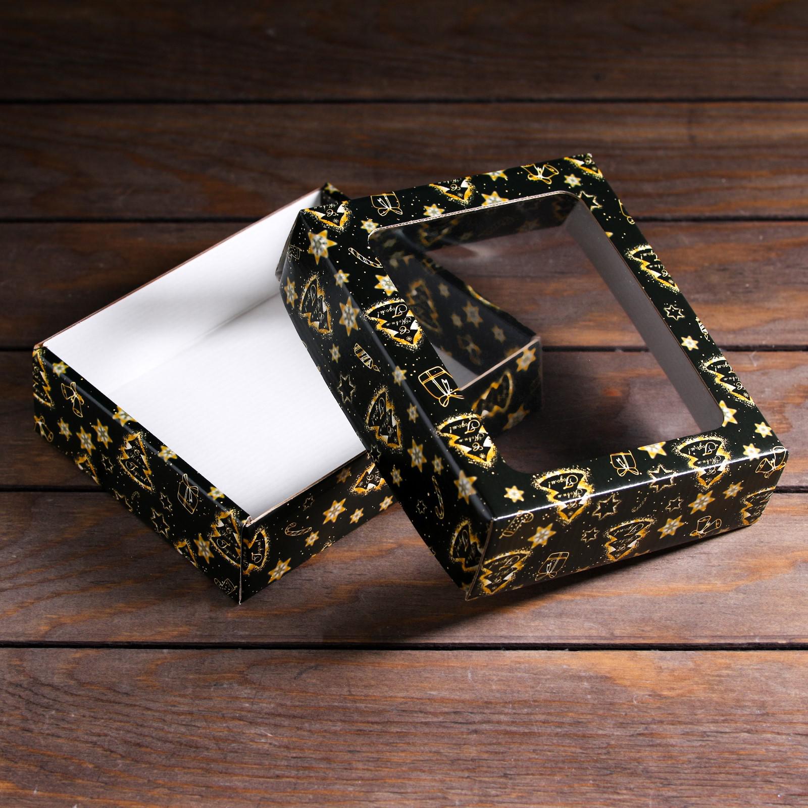 Коробка Sima-Land подарочная. крышка дно. с окном«Праздничное волшебство» 18×15×5 см - фото 4