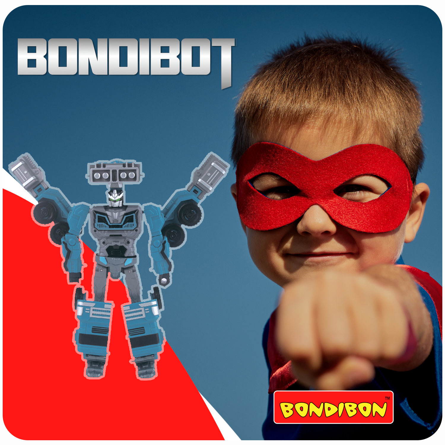 Трансформер Bondibon BONDIBOT 2в1 робот- бетономешалка 7в1 синего цвета - фото 11