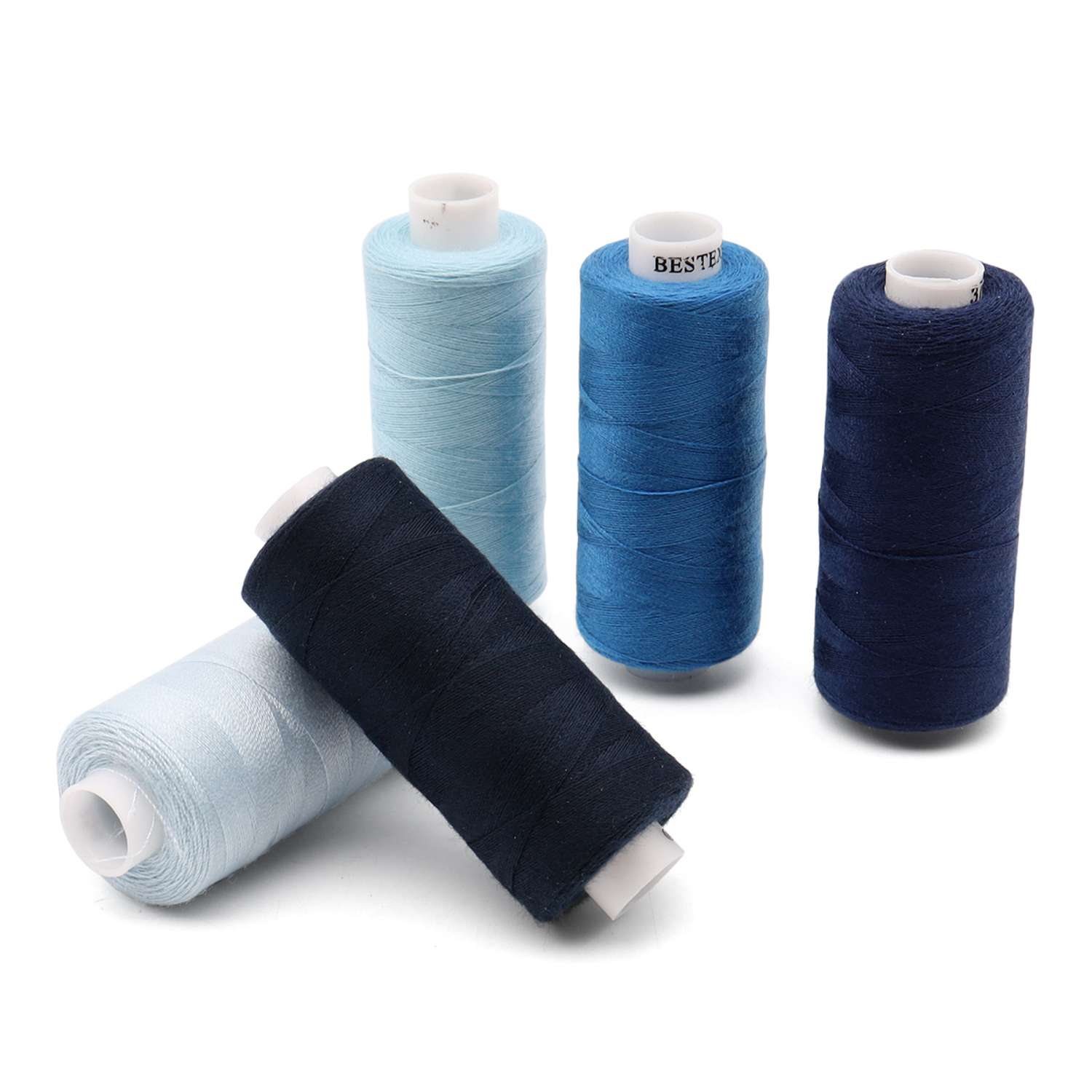 Набор ниток Bestex для шитья трикотажа ткани легкой и средней плотности 40/2 Синий микс 365 м 400 ярд 10 шт - фото 2