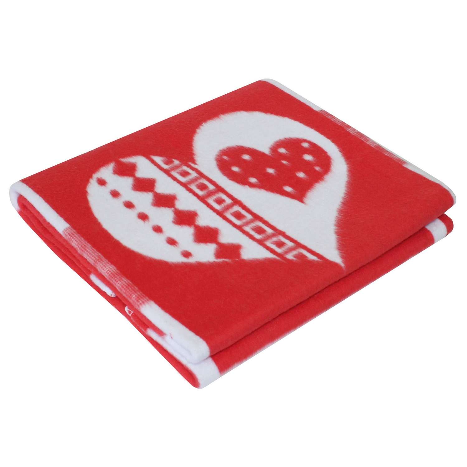 Одеяло байковое Ермошка Сердечки Красное 57-6 ЕТЖ - фото 1