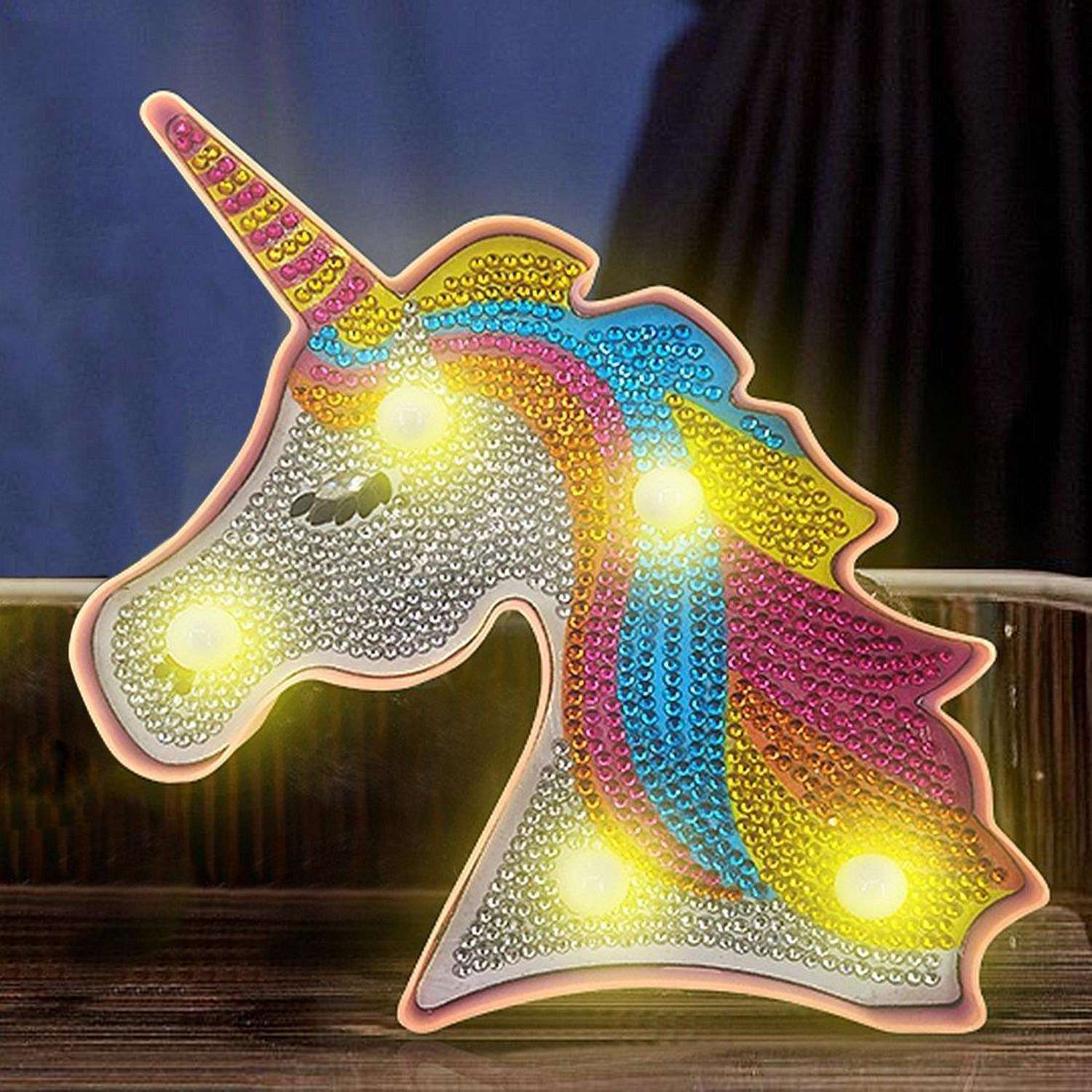 Алмазная мозаика Color Puppy светильник-ночник Единорог. 7 цветов свечения