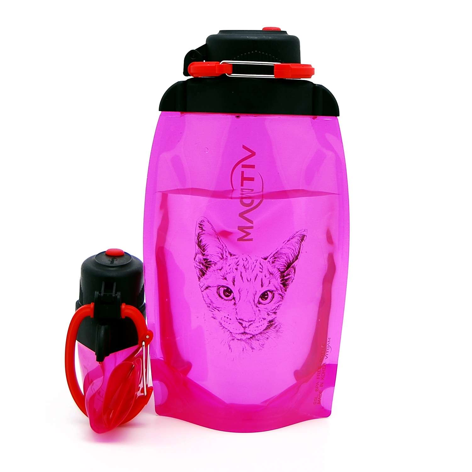 Бутылка для воды складная VITDAM розовая 500мл B050PIS 1302 - фото 2