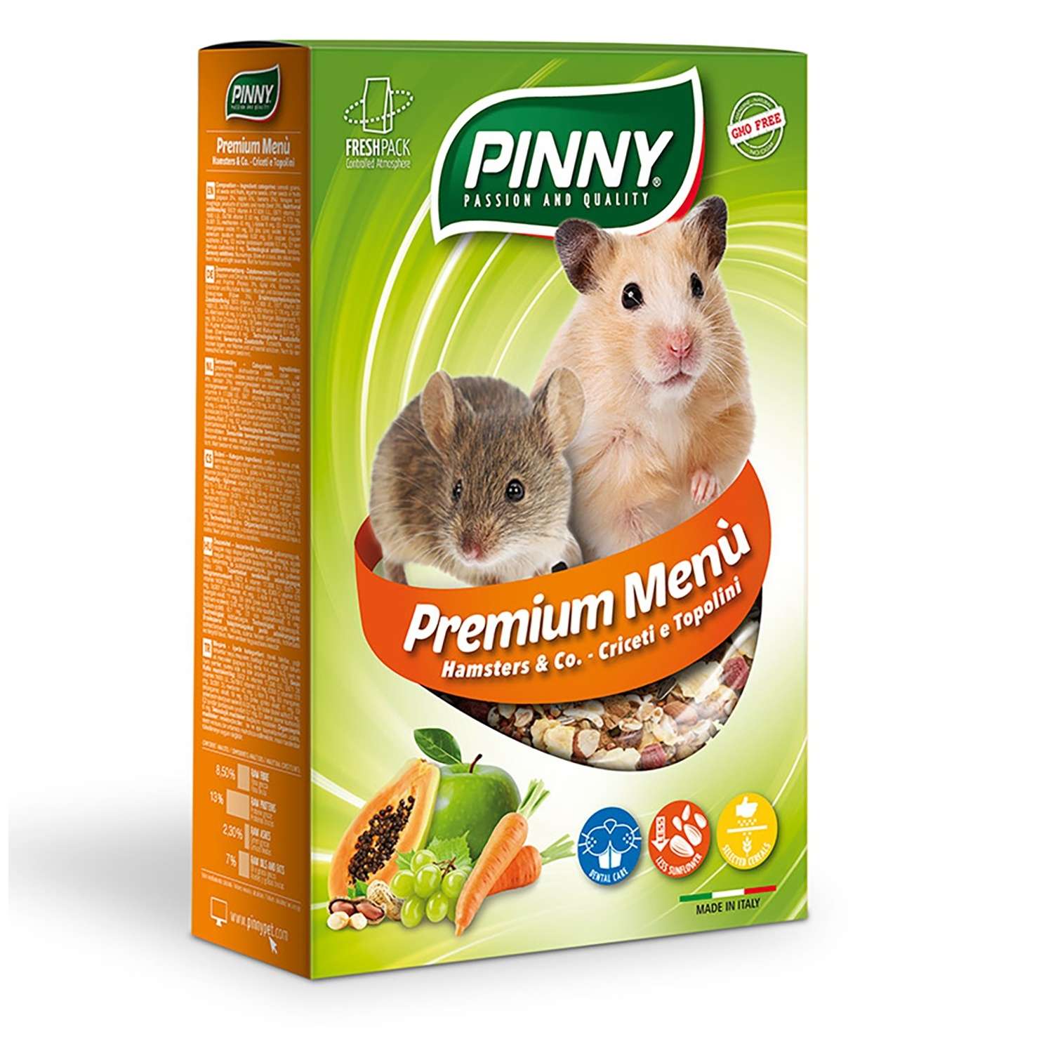Корм для хомяков и мышей PINNY 0.7кг Premium Menu Hamster с фруктами - фото 1