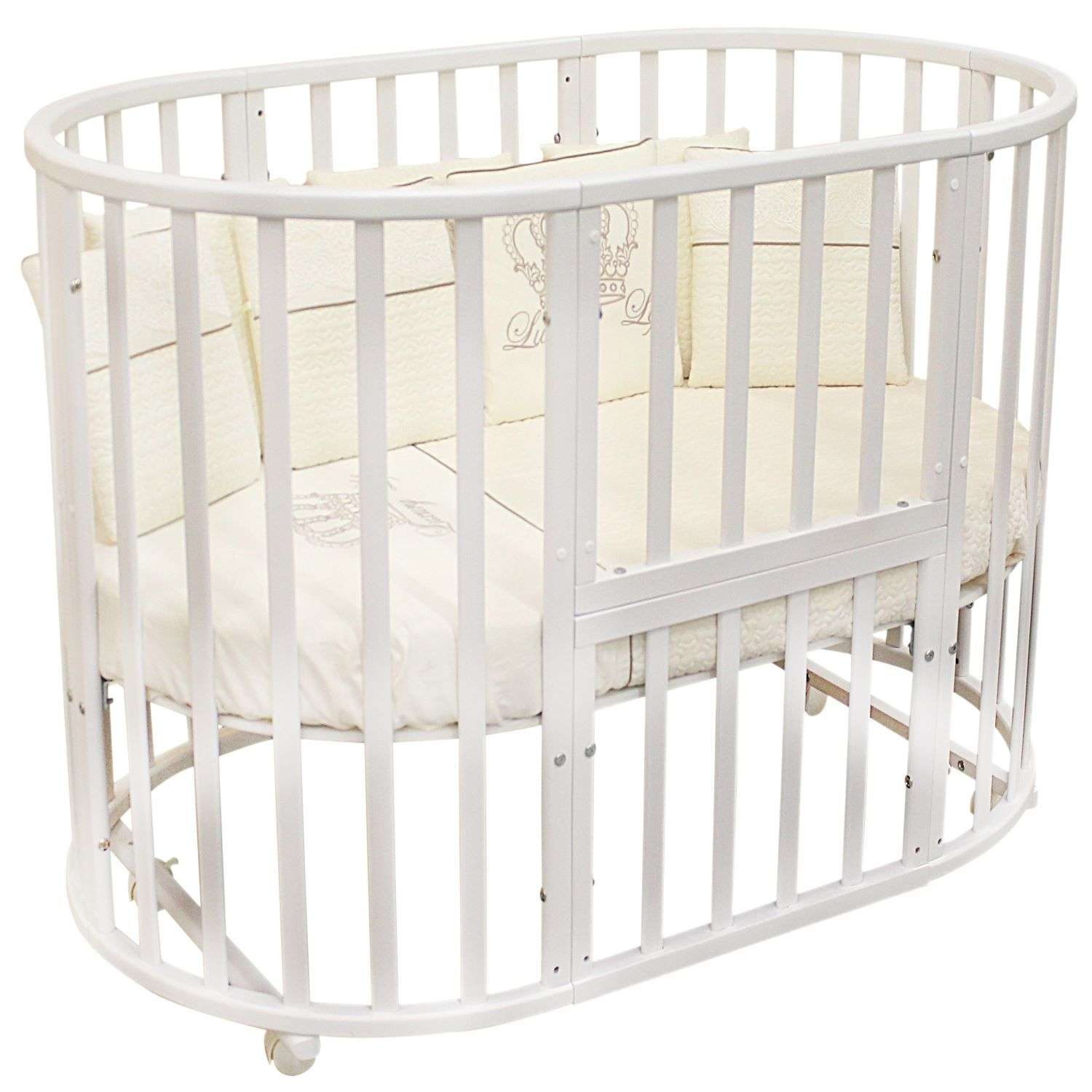 Детская кроватка Азбука Кроваток овальная, (белый) - фото 1