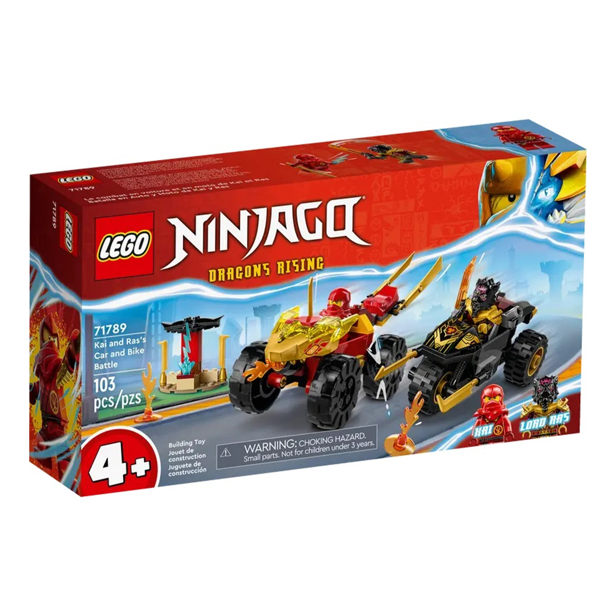 Конструктор LEGO Ninjago LEGO Битва автомобилей и мотоциклов между Каем и  Гонкой 71789 купить по цене 5319 ₽ в интернет-магазине Детский мир