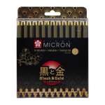 Набор черных капиллярных ручек SAKURA Pigma Micron Gold Limited Edition 12 штук