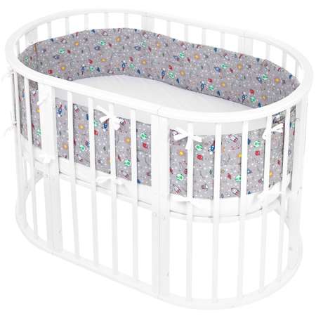 Бортики в кроватку Lemony kids Space 2 части по 180 см Серый