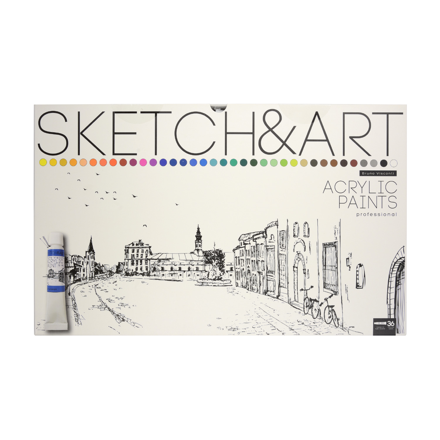 Краски акриловые Bruno Visconti Sketch Art multicolor 36 цветов 12 мл - фото 2