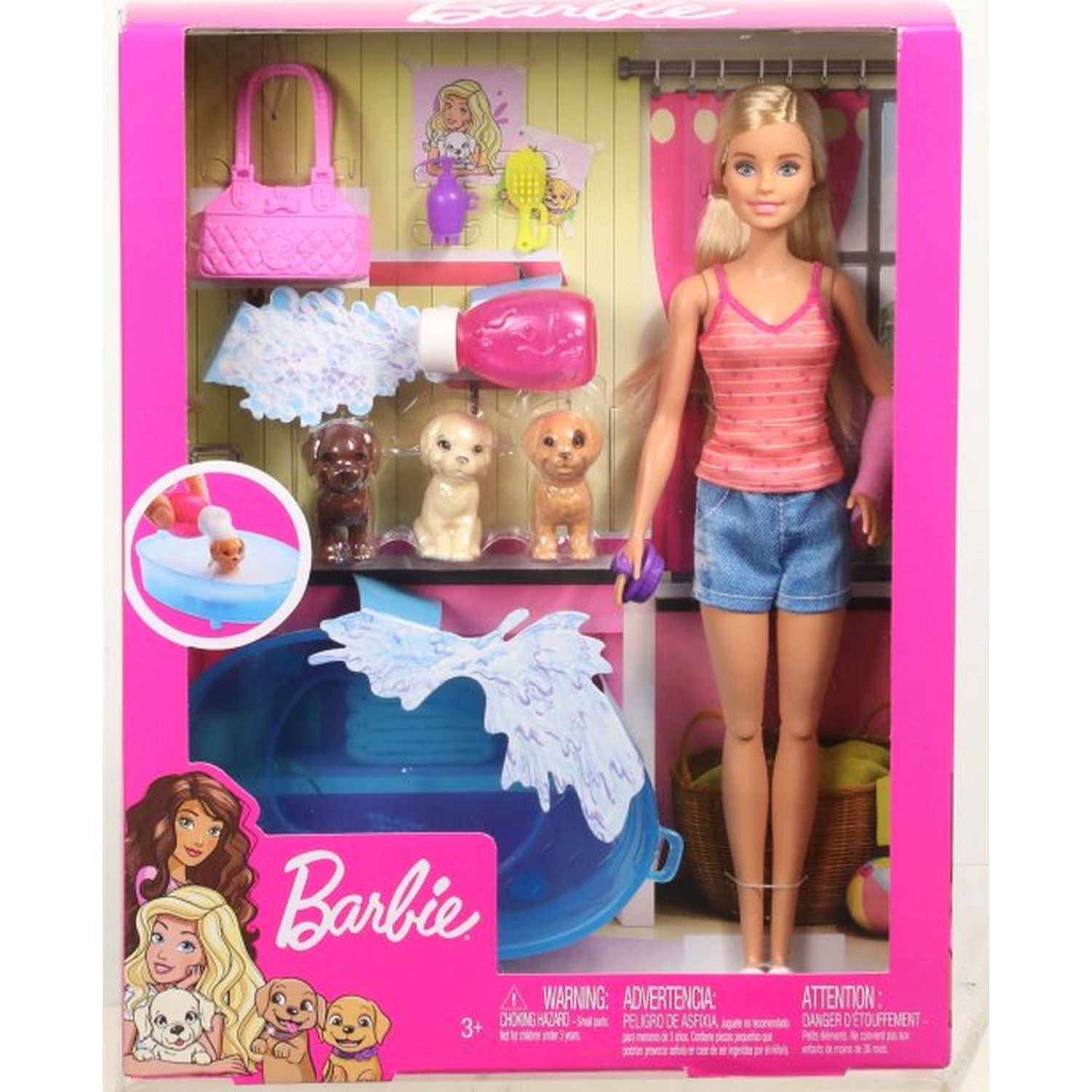 Набор игровой Barbie Купание щенков GDJ37 купить по цене 1999 ₽ в  интернет-магазине Детский мир