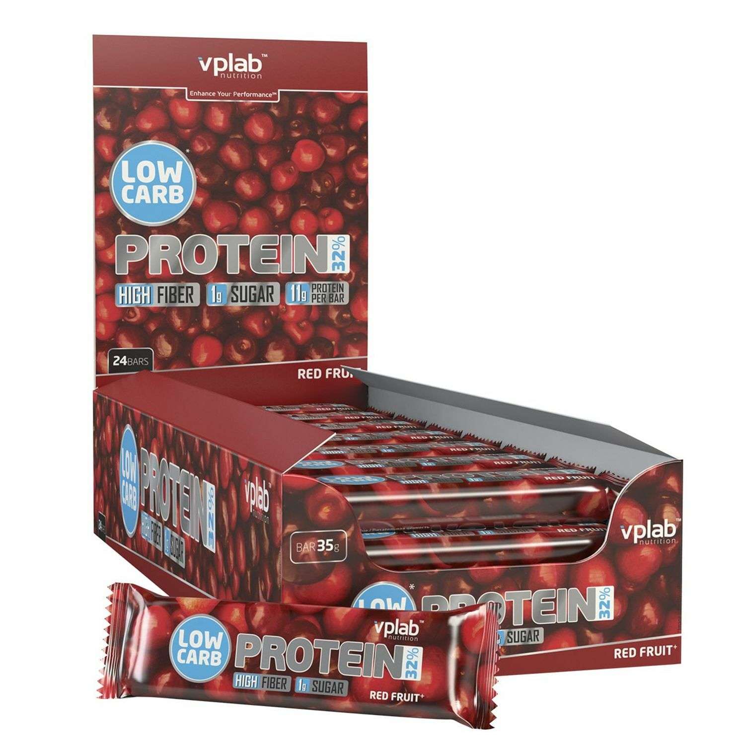 Батончик VPLAB Low Carb Protein Bar красные ягоды 35г - фото 2