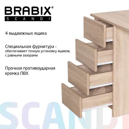 Стол Brabix Письменный компьютерный с 4 ящиками рабочий для школьника