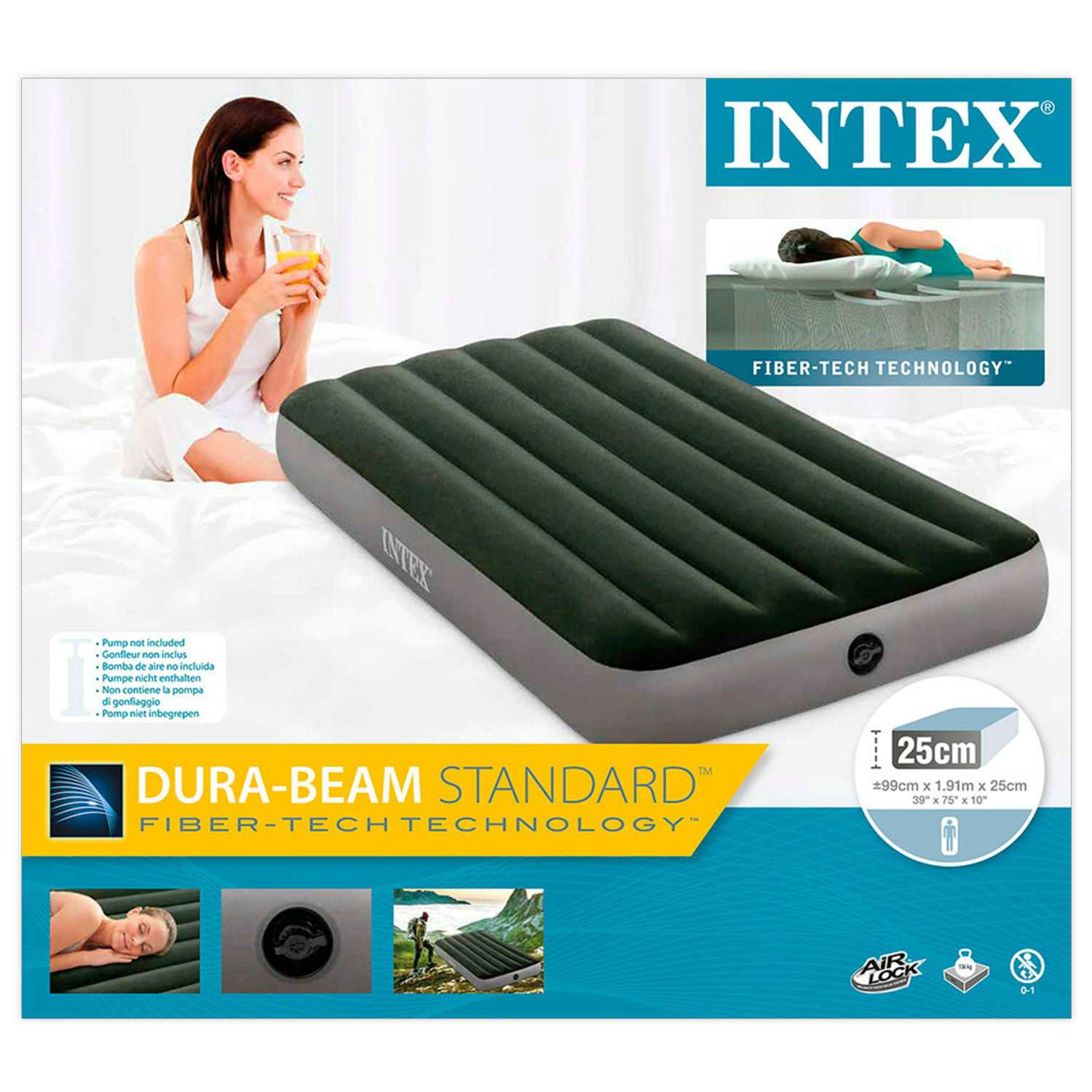 Надувной матрас INTEX кровать дюра бим престиж твин 99х191х25 см - фото 4