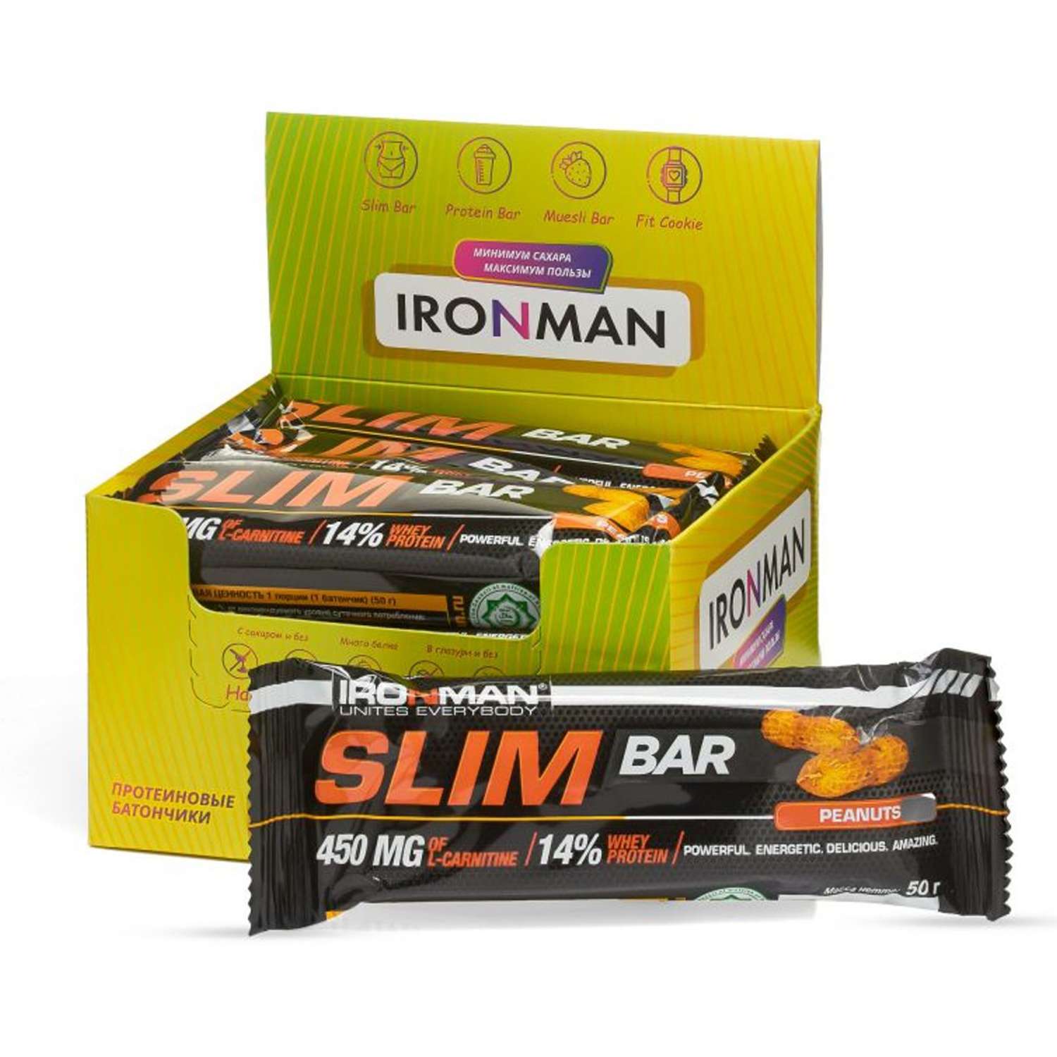 Продукт пищевой IronMan Slim Bar орех 12*50г - фото 1