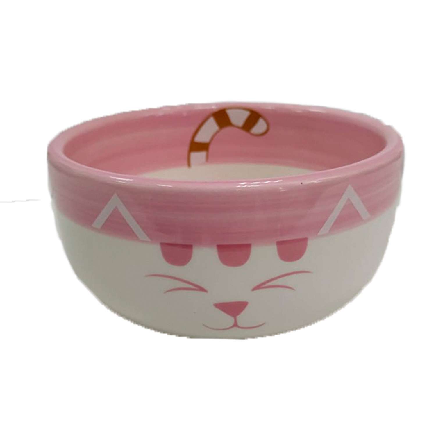 Миска керамическая N1 розовая рисунок довольная кошка 290мл - фото 1